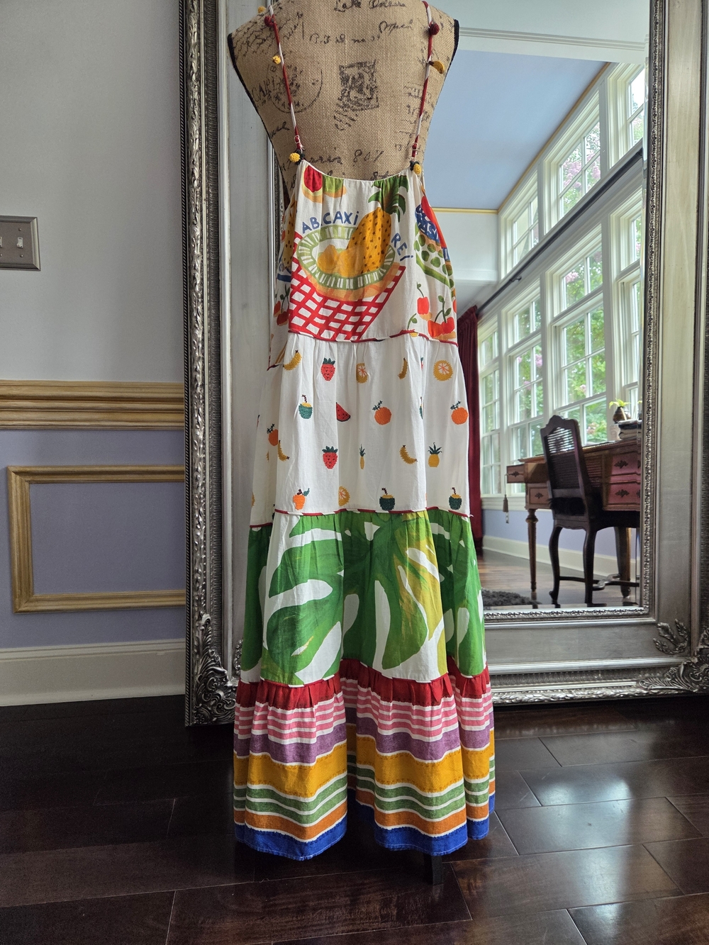 FARM Rio White Multicolor Tiered Maxi Dress W Embriodery S - Picture 9 of 11